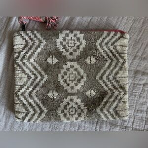 Beaded Chevron Floral Clutch in White and Silver from Jasper & Jeera